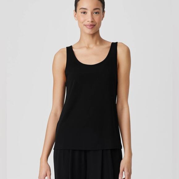 Eileen Fisher Petite 100% Silk Tank Top  Black  Size PP = (2P - 4P) - Picture 1 of 10